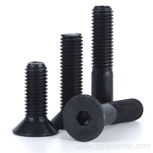 Grade 10.9 hexagon socket countersunk head boit screw carbon steel custom made with black surface treatment